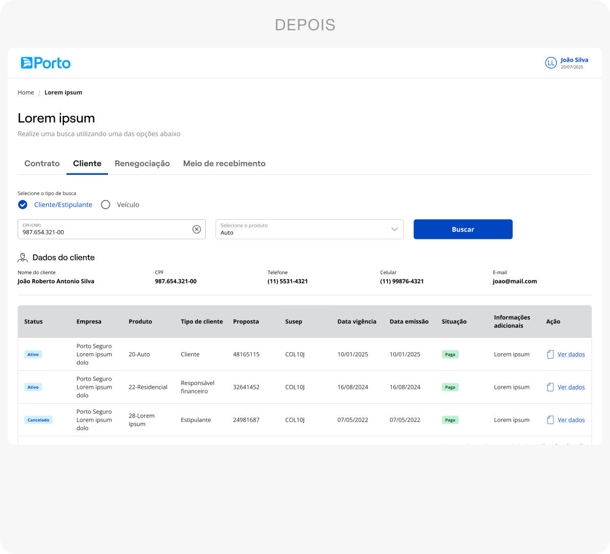 DEPOIS: nova plataforma unificada de atendimento